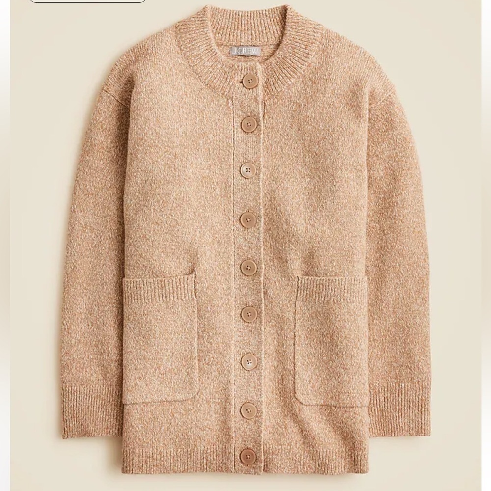 J crew heather acorn muslin Relaxed milano-stitch cardigan